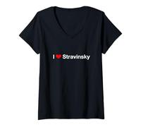 Femme J'aime Stravinsky T-Shirt avec Col en V