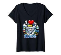 Femme J'aime The Swirl, Jeu de Chasse aux tempêtes Amusant T-Shirt avec Col en V