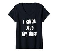 Femme J'aime Un Peu ma Femme T-Shirt avec Col en V