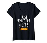 Femme J'aime vraiment les guépards, d'accord ? Les amoureux des guépards voyagent T-Shirt avec Col en V
