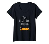 Femme J'aime vraiment les guépards, d'accord ? Les amoureux des guépards voyagent T-Shirt avec Col en V