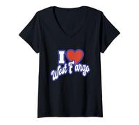 Femme J'aime West Fargo, Dakota du Nord T-Shirt avec Col en V