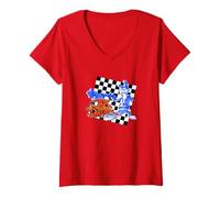 Femme Jak and Daxter Checkerboard and Logo Retro Video Game T-Shirt avec Col en V