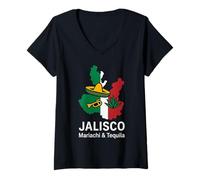 Femme Jalisco Mexico Mariachi et Tequila Jalisco Pride T-Shirt avec Col en V