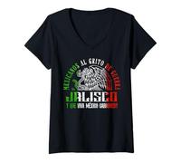 Femme Jalisco México Souvenir Mexican Travel Vacation T-Shirt avec Col en V