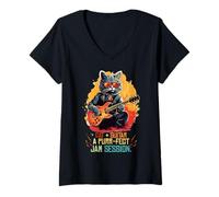 Femme Jam Session Chat pour Jam Cats Garçons et Filles T-Shirt avec Col en V