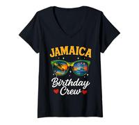 Femme Jamaica Birthday Crew 2026 Matching Family Trip Cruise Squad T-Shirt avec Col en V