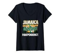 Femme Jamaica Small Island Massive Independence 6 août 1962 T-Shirt avec Col en V