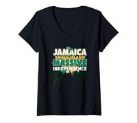 Femme Jamaica Small Island Massive Independence 6 août 1962 T-Shirt avec Col en V