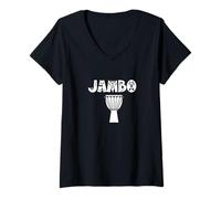 Femme Jambo Swahili Salutations Afrique Safari Afrique T-Shirt avec Col en V