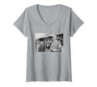 Femme James Hunt Jackie Stewart au Brands Hatch Motor Racing 1976 T-Shirt avec Col en V
