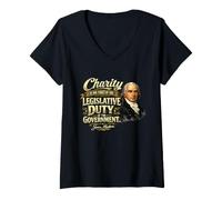 Femme James Madison Charity Legislative Duty Citation T-Shirt avec Col en V