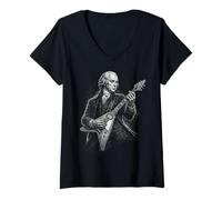 Femme James Madison Guitare T-Shirt avec Col en V