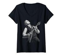 Femme James Monroe Guitare T-Shirt avec Col en V