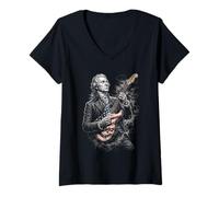 Femme James Monroe Guitare T-Shirt avec Col en V