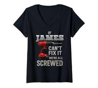 Femme James Name If Can't Fix It Personal Husband Handy Man Manly T-Shirt avec Col en V