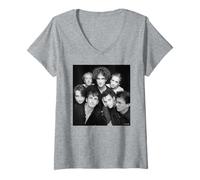 Femme James Sit Down Rock Band Portrait par Simon Fowler T-Shirt avec Col en V