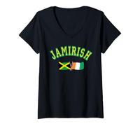 Femme Jamirish Saint Patrick's Day Jamaican Irish T-Shirt avec Col en V