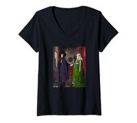 Femme Jan Van Eyck - The Arnolfini Portrait 2 - Art pour Artistes T-Shirt avec Col en V