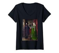 Femme Jan Van Eyck The Arnolfini Portrait T-Shirt avec Col en V