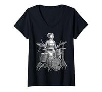 Femme Jane Austen Tambour T-Shirt avec Col en V