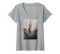 Femme Janet Evans Champion du Monde Nageur par Michael Grecco T-Shirt avec Col en V