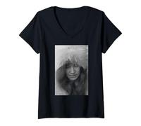 Femme Janis Joplin Big Brother & Holding Company Singer 1969 T-Shirt avec Col en V