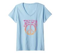 Femme Janis Joplin Peace Art Nouveau T-Shirt avec Col en V