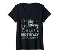 Femme Janvier, C'est Mon Anniversaire, Oui, Toute la fête d'anniversaire du Mois T-Shirt avec Col en V
