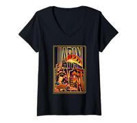 Femme Japan Art Illustration - Mont Fuji, Torii, Sakura T-Shirt avec Col en V