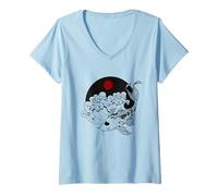 Femme Japanese Aesthetic Vaporwave Sad Eboy Carp Koi Fish T-Shirt avec Col en V