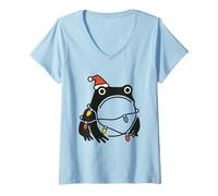 Femme Japanese Art Frog Funny Ugly Christmas Men Women Kids T-Shirt avec Col en V
