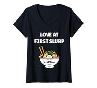 Femme Japanese Food Funny Ramen Quote Love at First slurp T-Shirt avec Col en V