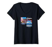 Femme Japon Asakusa et Mont Fuji Japonais T-Shirt avec Col en V