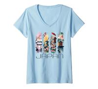 Femme Japon, Culture Japonaise, Mont Fuji, Koi Fish Cherry Blossom T-Shirt avec Col en V