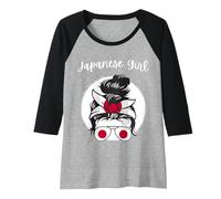 Femme Japon, Drapeau Japonais, Fille Japonaise, Femmes et Filles japonaises Manche Raglan