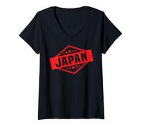 Femme Japon Logo #8 Voyage Tokyo Vacances Kyoto Souvenir Mont Fuji T-Shirt avec Col en V