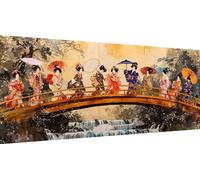 Femme japonaise Peinture Diamant Adulte,Pont Diamond Painting Grand Format 100x40cm Broderie Diamant Kit Complet, Painting Diamant Enfant Strass Point de Croix pour Décoration Chambre