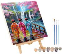 Femme Japonaise Peinture Numero Adulte, Fleurs De Cerisier Peinture par Numero Adulte, Activité Manuelle Adultes, Paint by Numbers for Adults avec Pinceaux et Acrylique, Décoration Maison 30x40cm 1-75