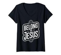 Femme J'appartiens à Jésus - Foi Religieuse Chrétiens Hommes Femmes Enfants T-Shirt avec Col en V
