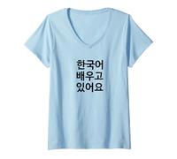 Femme J'apprends Le coréen - Humour drôle de Langue T-Shirt avec Col en V