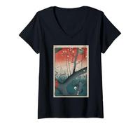 Femme Jardin de pruniers à Kameido Art Japonais par Hiroshige T-Shirt avec Col en V