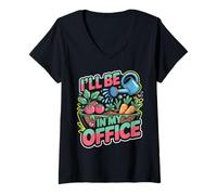Femme Jardin Je Serai dans Mon Bureau Papa Amoureux des Plantes T-Shirt avec Col en V