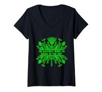 Femme Jardinage Amusant : Je suis Plus Heureuse Quand Je Creuse dans la Terre T-Shirt avec Col en V