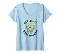 Femme Jardinage de plantes indigènes drôle certifié Weed Hugger T-Shirt avec Col en V