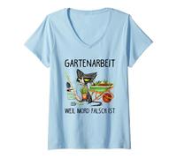 Femme Jardinage Parce Que Le Meurtre est Mauvais Chat Noir T-Shirt avec Col en V