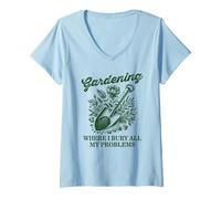 Femme Jardiner là où j'enterre Tous Mes problèmes T-Shirt avec Col en V