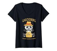Femme Jardiner Parce Que Le Meurtre n'est Pas Une Erreur Panda maléfique Amoureux des Plantes T-Shirt avec Col en V