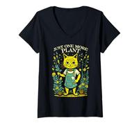 Femme Jardinier félin Amusant pour Chat Juste Une Plante de Plus T-Shirt avec Col en V