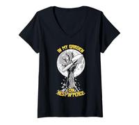 Femme Jardinier Halloween Repose en Paix dans Mon Jardin Zombie Hand T-Shirt avec Col en V